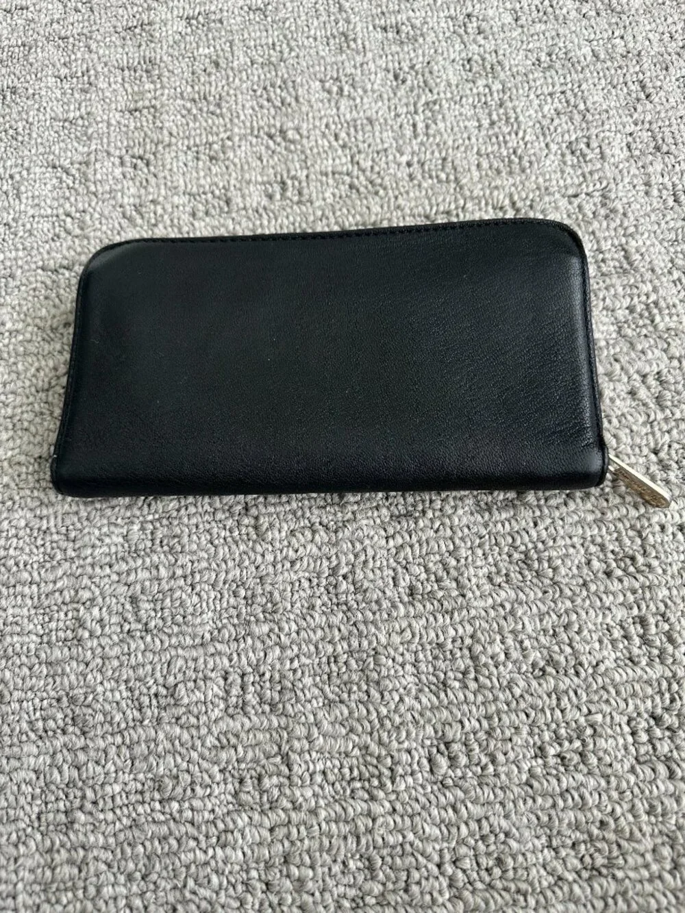 Michael Kors Hamilton Continental Zip Around Wallet Black Leather Gold Lock